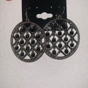 Circle Checkered Dangle Earrings